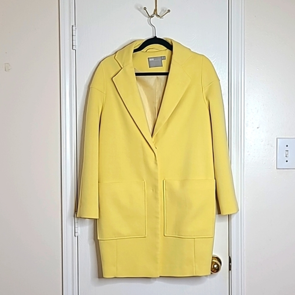 asos tailored coat with oversized pockets in yellow